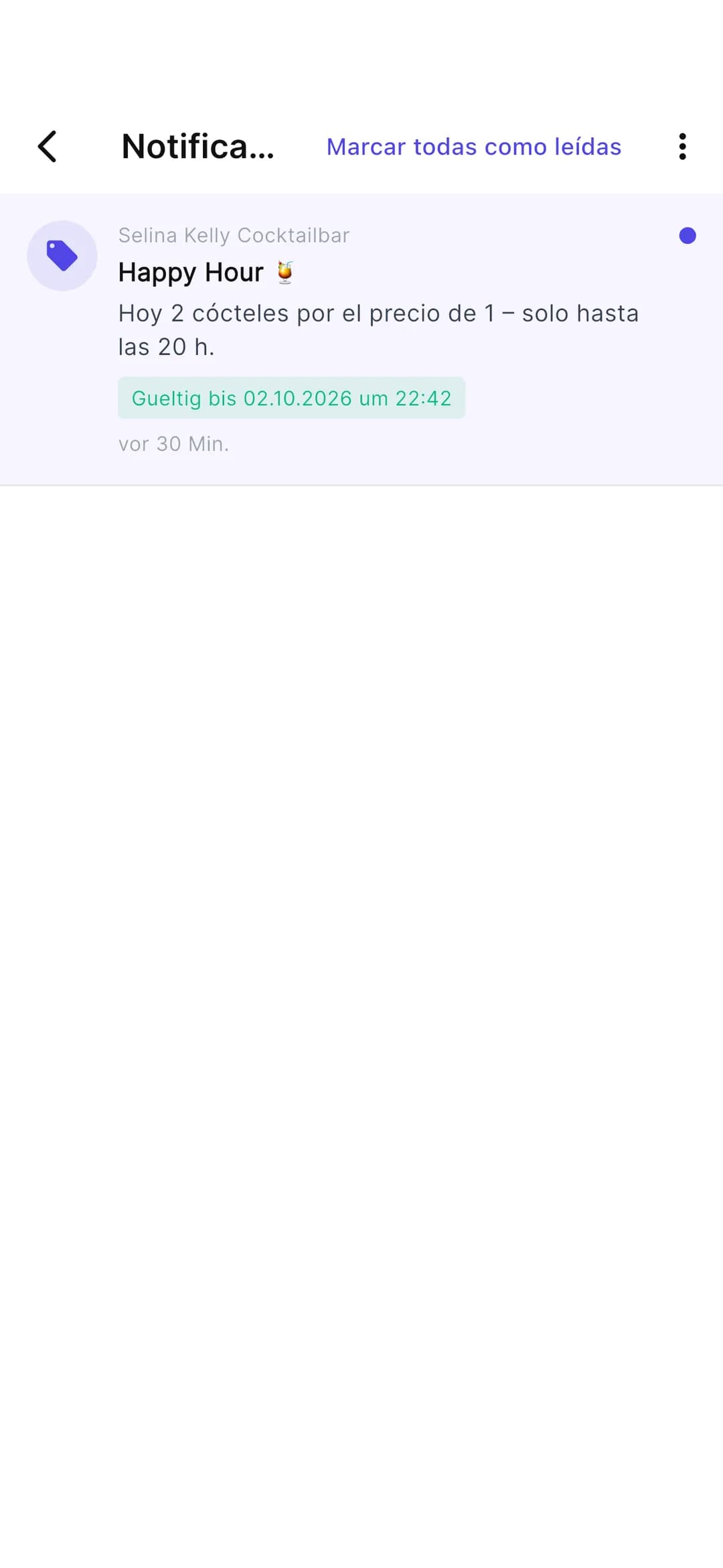 App Stempely: oferta push de una tienda