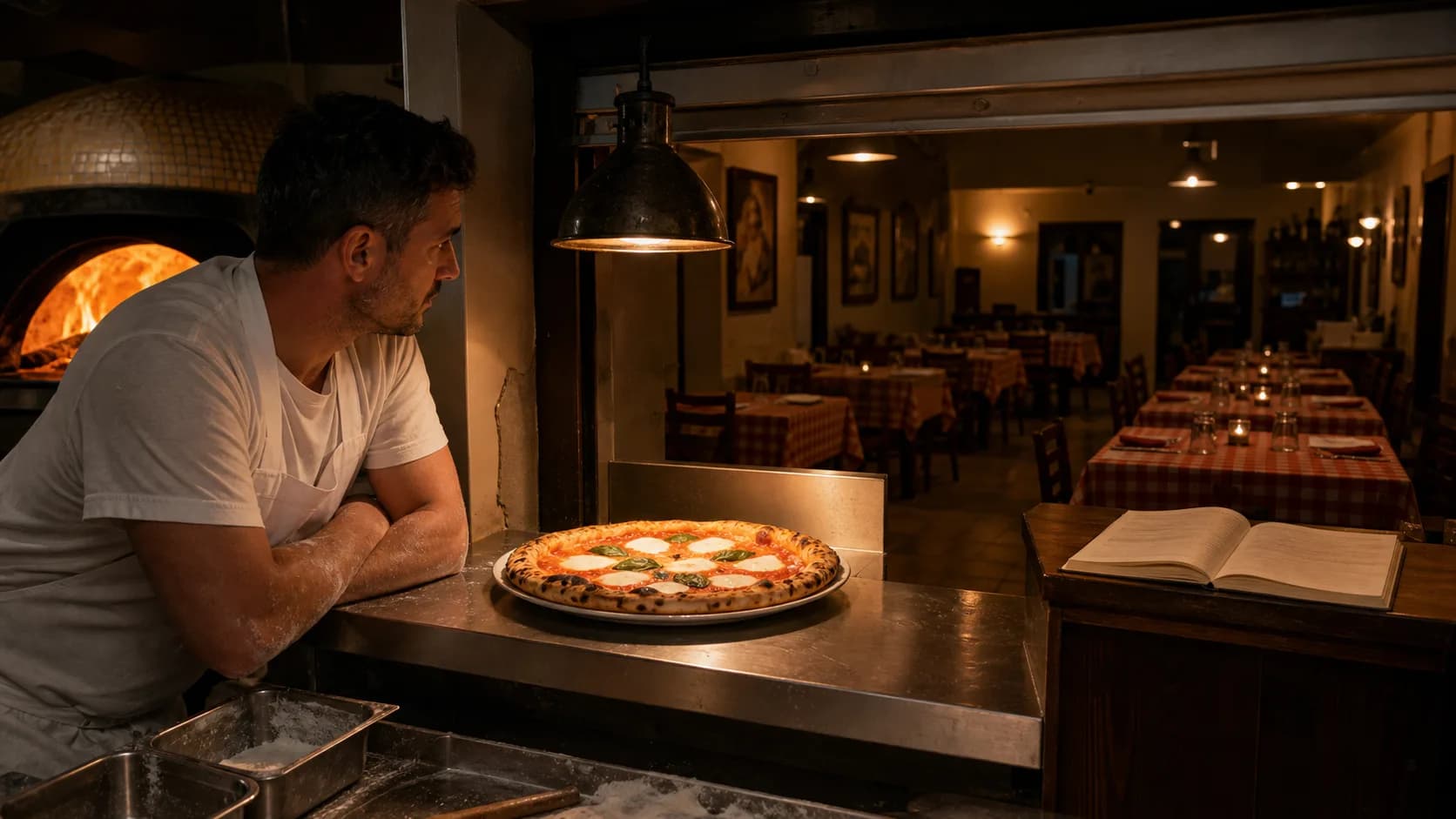 Sala de pizzería vacía un viernes por la noche — símbolo de los habituales perdidos
