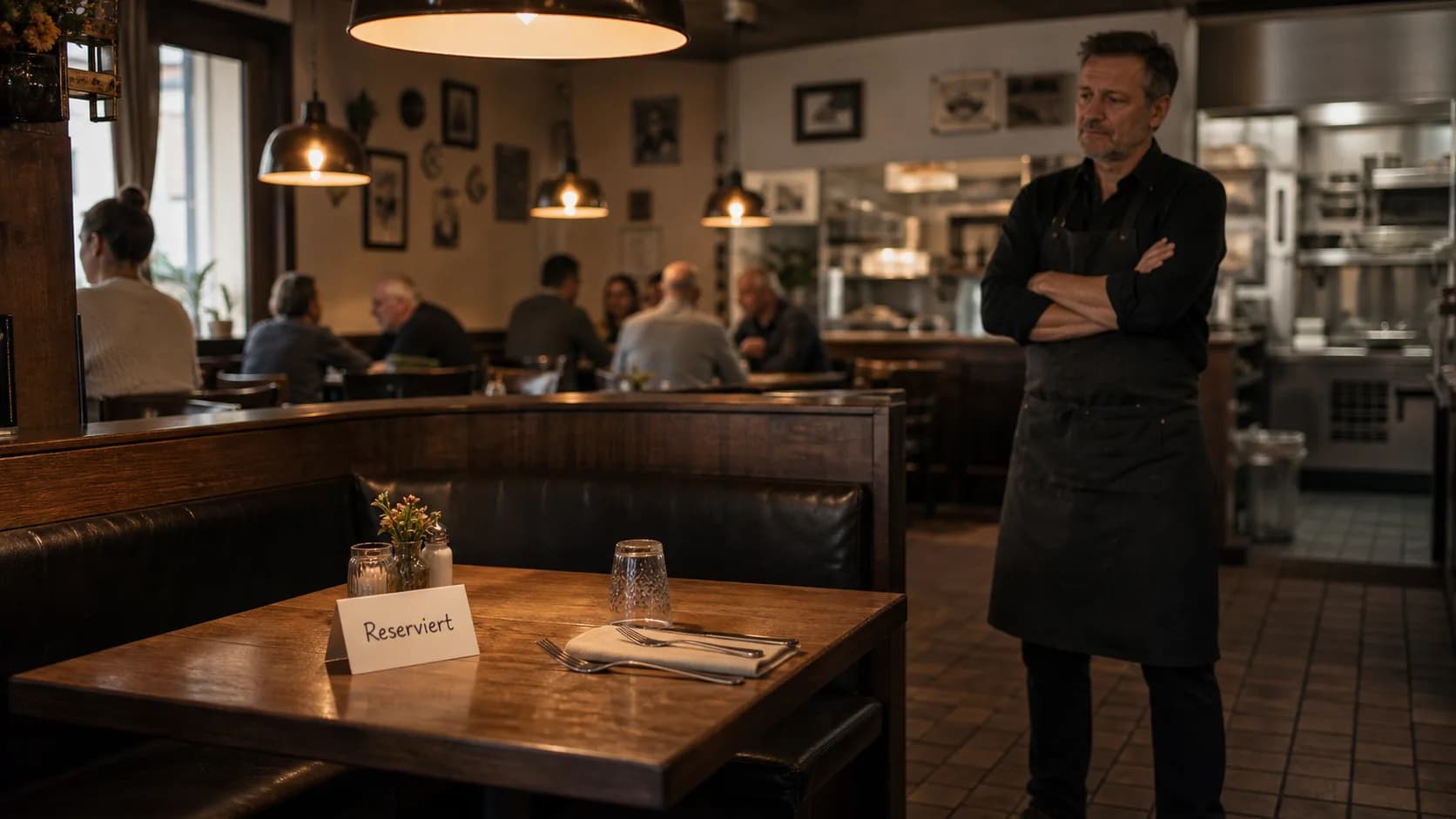 Mesa de habituales vacía en el restaurante — símbolo de clientes habituales perdidos
