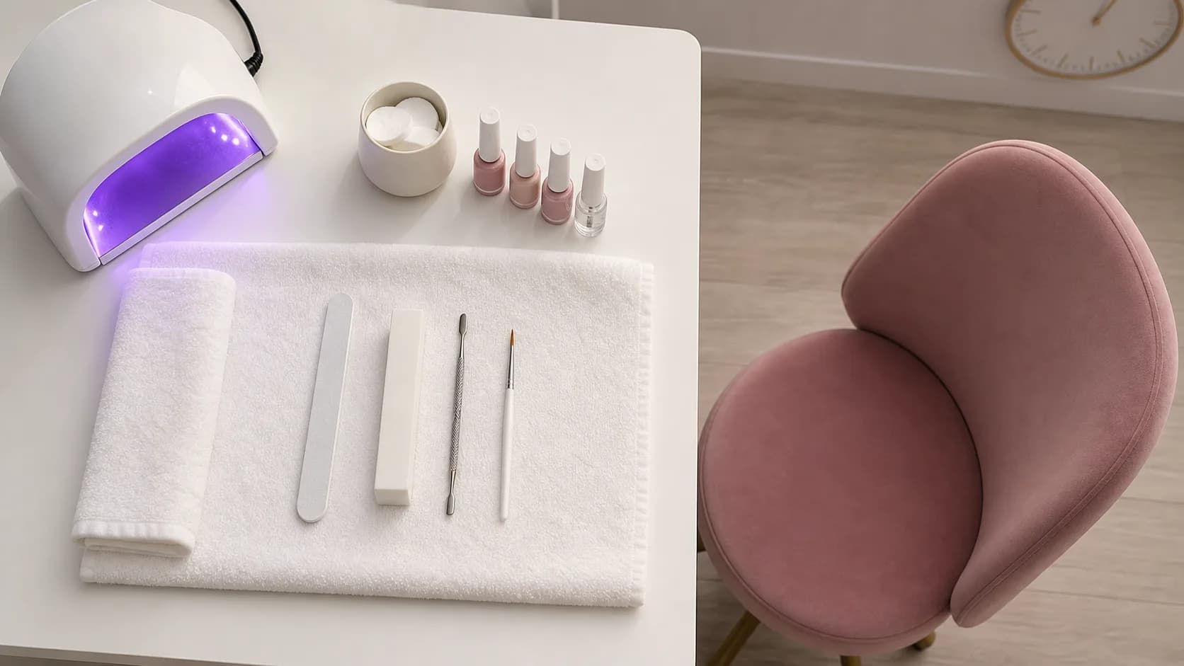 Puesto de trabajo de salón de uñas vacío — símbolo de clientas habituales que ya no vienen