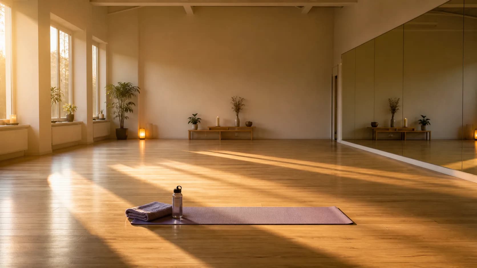 Sala de yoga vacía con una sola esterilla — símbolo de los miembros que se han desenganchado